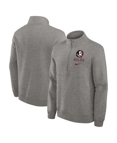 Nike Men's Heather Gray Florida State Seminoles Primetime Club Half-Zip Sweatshirt