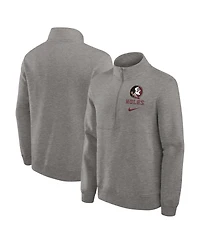Nike Men's Heather Gray Florida State Seminoles Primetime Club Half-Zip Sweatshirt