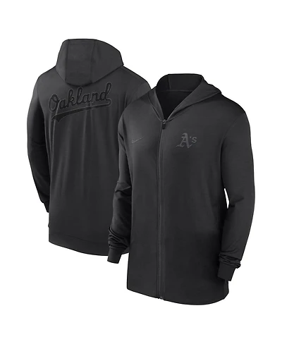 Nike Men's Black Oakland Athletics Authentic Collection Travel Performance Lightweight Full-Zip Hoodie