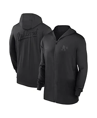 Nike Men's Black Oakland Athletics Authentic Collection Travel Performance Lightweight Full-Zip Hoodie