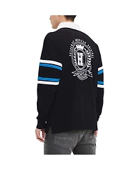Tommy Hilfiger Men's Black Carolina Panthers Cory Varsity Rugby Long Sleeve T-Shirt