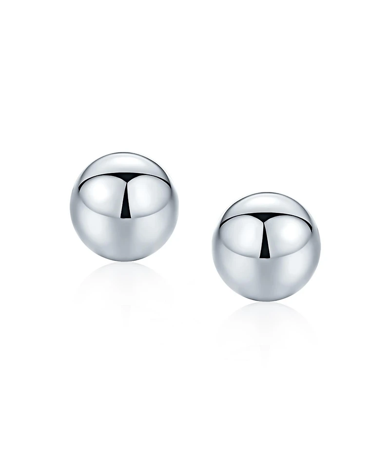 Bling Jewelry Minimalist Plain Simple Round Bead Ball Tragus Cartilage Stud Earrings Shiny Polish .925 Sterling Silver