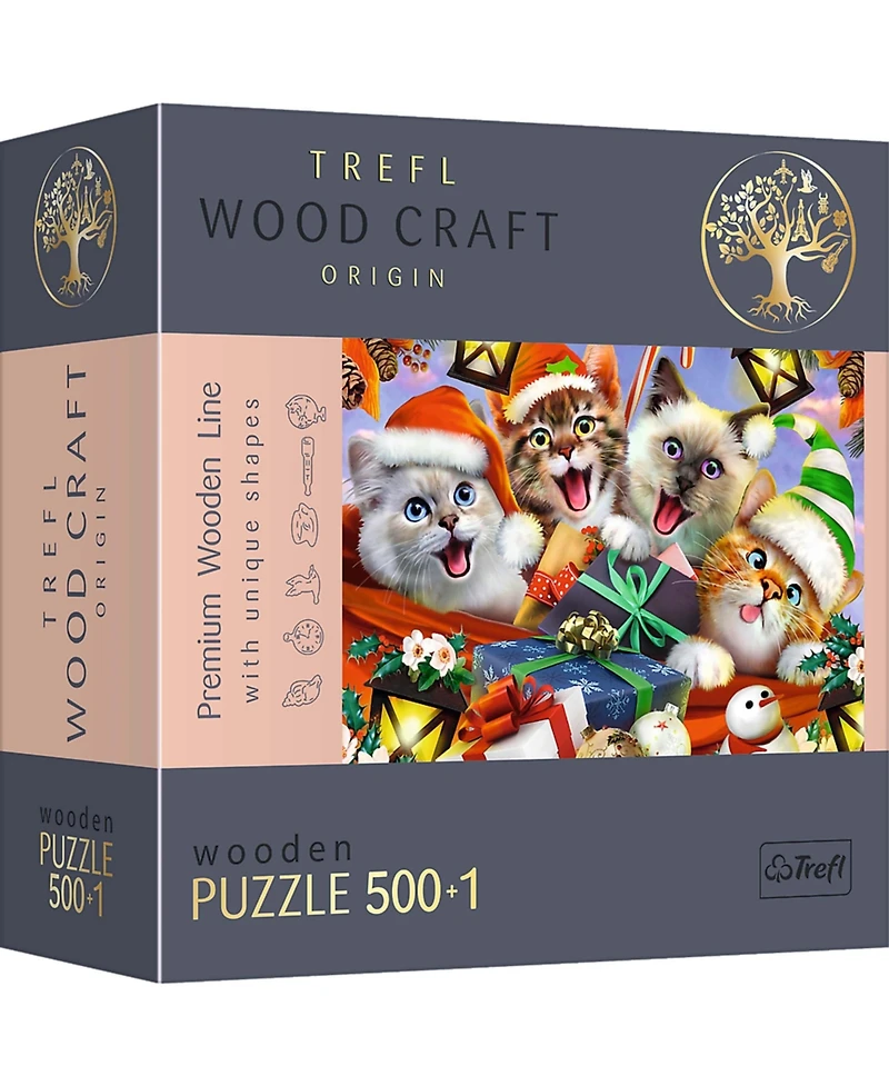 Trefl Wood Craft 501 Piece Wooden Puzzle - Festive Cats