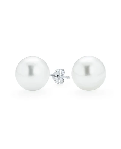 Bling Jewelry Simple Simulated Classic Black Grey White Pink Pearl Stud Ball Earrings .925 Sterling Silver