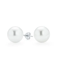 Bling Jewelry Simple Simulated Classic Black Grey White Pink Pearl Stud Ball Earrings .925 Sterling Silver