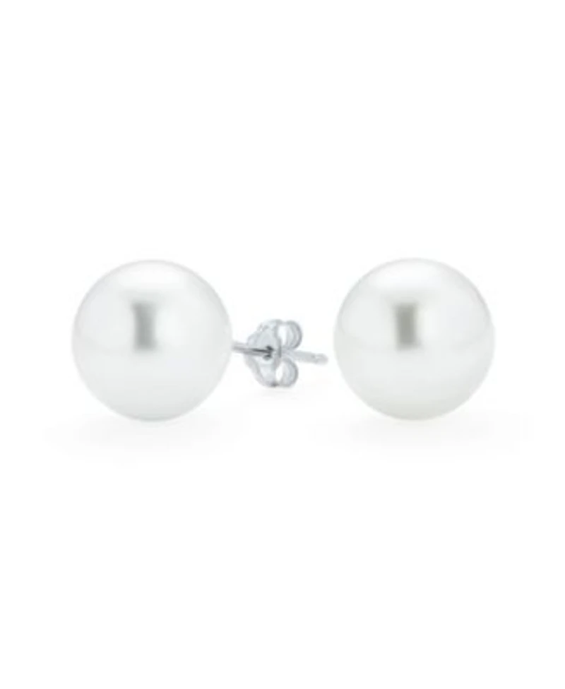 Bling Jewelry Simple Simulated Classic Black Grey White Pink Pearl Stud Ball Earrings .925 Sterling Silver