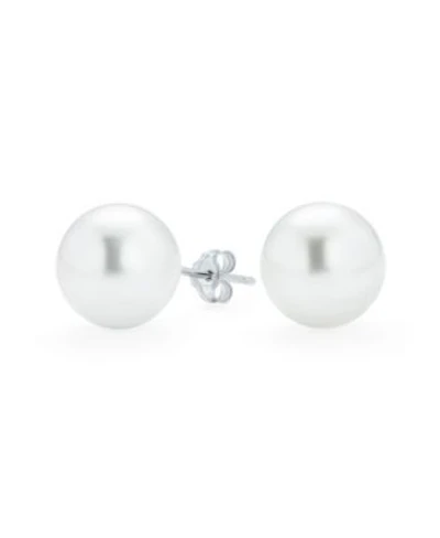 Bling Jewelry Simple Simulated Classic Black Grey White Pink Pearl Stud Ball Earrings .925 Sterling Silver