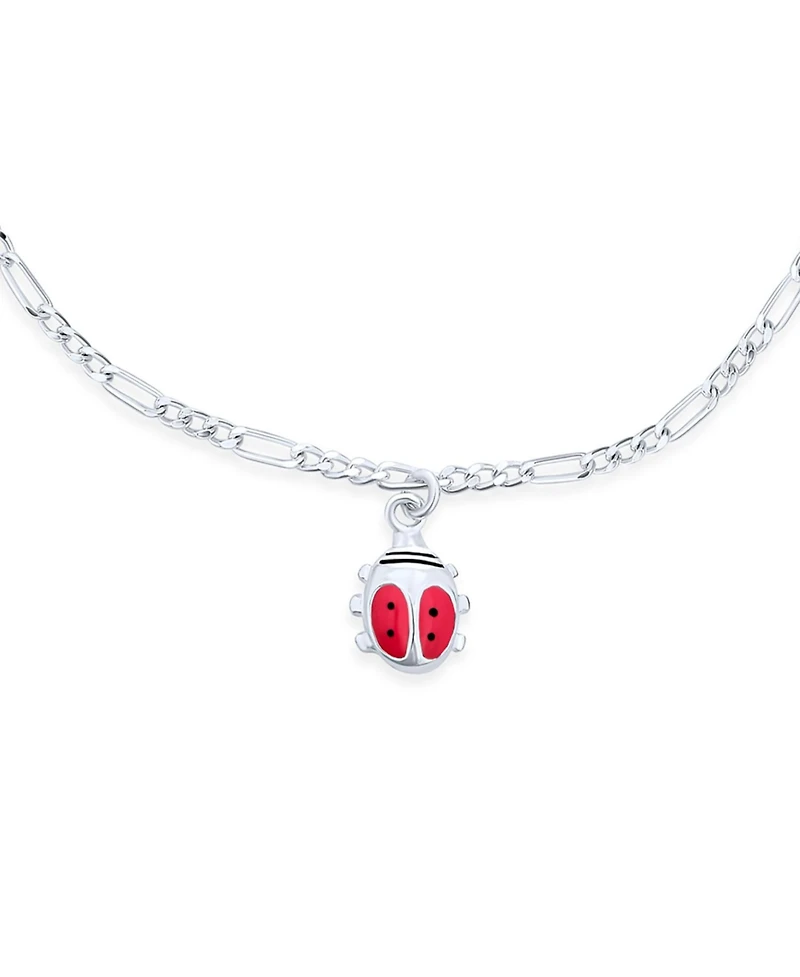 Bling Jewelry Good Luck Dangling Pink Ladybug Charm Bracelet .925 Sterling Silver Small Wrist 6 Inch
