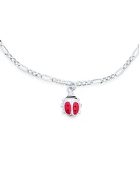 Bling Jewelry Good Luck Dangling Pink Ladybug Charm Bracelet .925 Sterling Silver Small Wrist 6 Inch