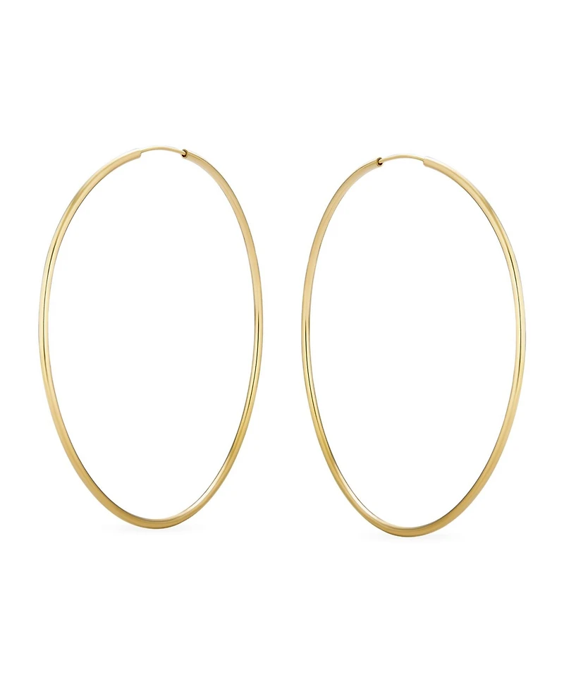 Bling Jewelry Timeless Minimalist Endless Continuous Lightweight Simple Thin 2-3mm Tube Hoop Earrings Gold Plated Finish 1.75,2