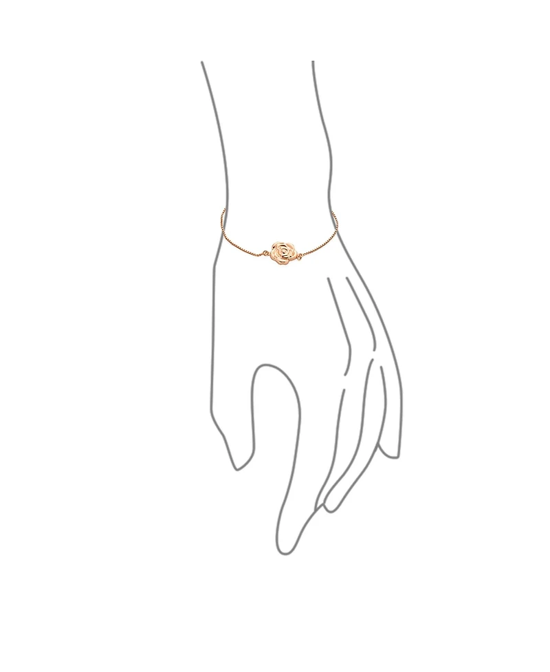 Bling Jewelry Delicate Garden Flower Open Rose Slide Bolo Style Bracelet Rose Gold Plated .925 Sterling Silver Adjustable