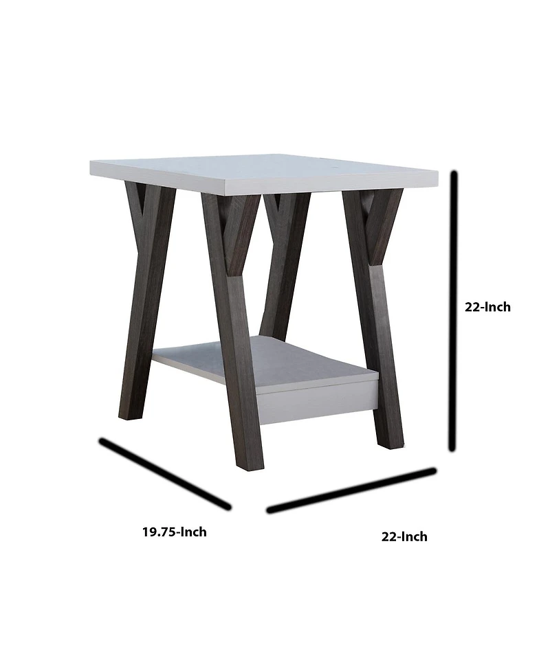 Two-Tone End Table with Bottom Shelf for Stylish and Functional Storage