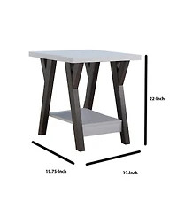 Two-Tone End Table with Bottom Shelf for Stylish and Functional Storage