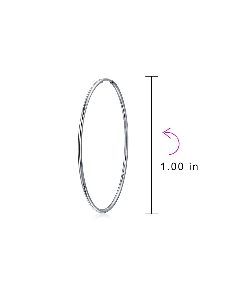 Bling Jewelry Thin Minimalist Hoop Huggie Earrings Sterling Silver Various Sizes