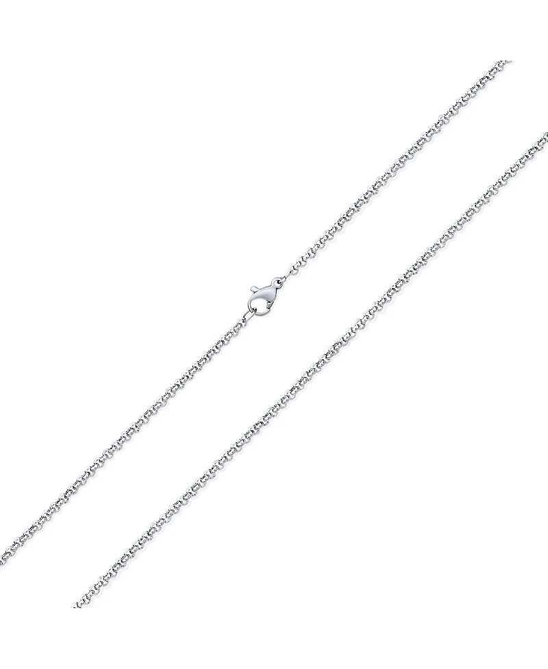 Bling Jewelry Simple Thin 2.5MM Basic Plain Silver Gold Tone Black Stainless Steel Rolo Cable Chain Necklace