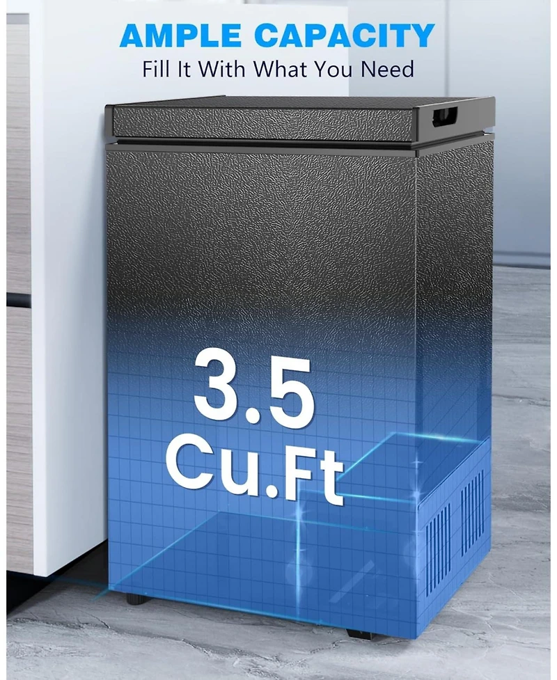 Cowsar 3.5 Cu.Ft Chest Freezer with Removable Basket and Bottom Defrost Water Drain Freestanding Top Open Door, Deep Freezer, Mini Freezer with Adjust