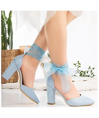 Gisele High Block Heels with Ribbon