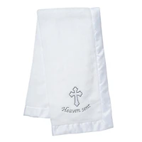 Lambs & Ivy Baby Heaven Sent Baptism/Christening Soft White Fleece Blanket