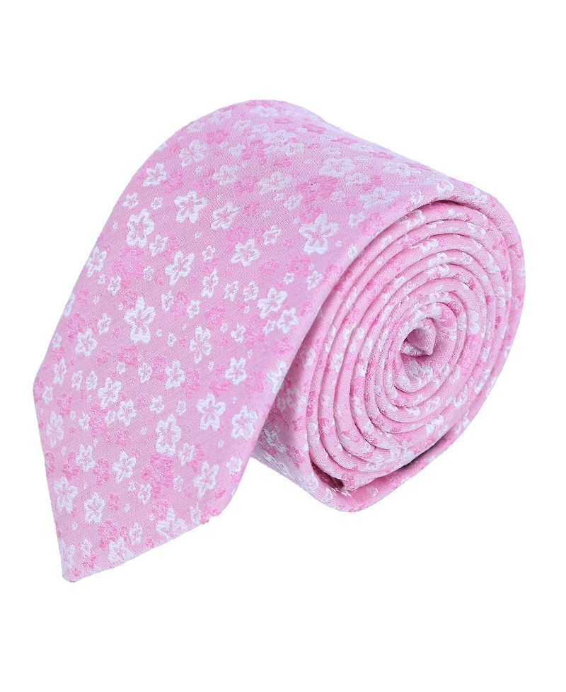 Trafalgar Men's Hanami Cherry Blossom Burst Linen Blend Novelty Necktie