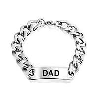 Bling Jewelry Name Plated Word Dad Identification Id Bracelet Silver Tone Stainless Steel