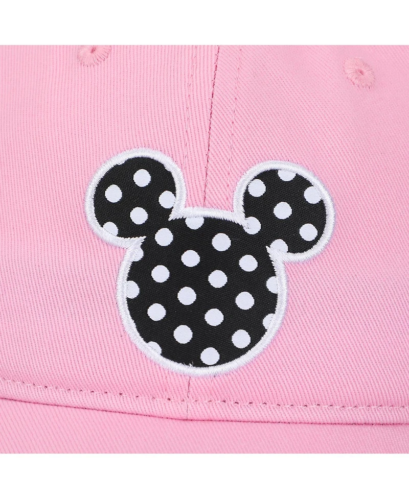 Disney Men's Mickey & Minnie Mouse Polka Dot Ears Pink Unstructured Baseball Cap