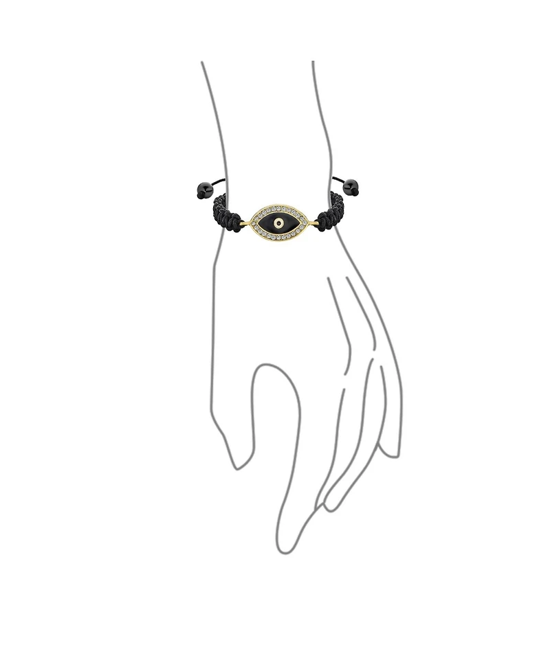 Bling Jewelry Black Braided Cord Evil Eye Bracelet Bolo Crystal Accent Adjustable Gold Plated Protection And Good Luck
