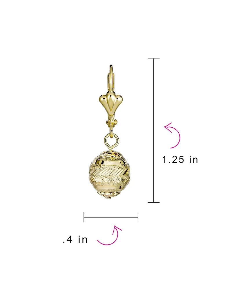 Bling Jewelry Elegant Stunning Spheres Light Weight Dangle Lever back Round 10MM Ball Drop Earrings Yellow 18K Gold Plated Brass