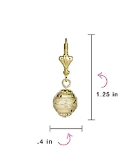 Bling Jewelry Elegant Stunning Spheres Light Weight Dangle Lever back Round 10MM Ball Drop Earrings Yellow 18K Gold Plated Brass
