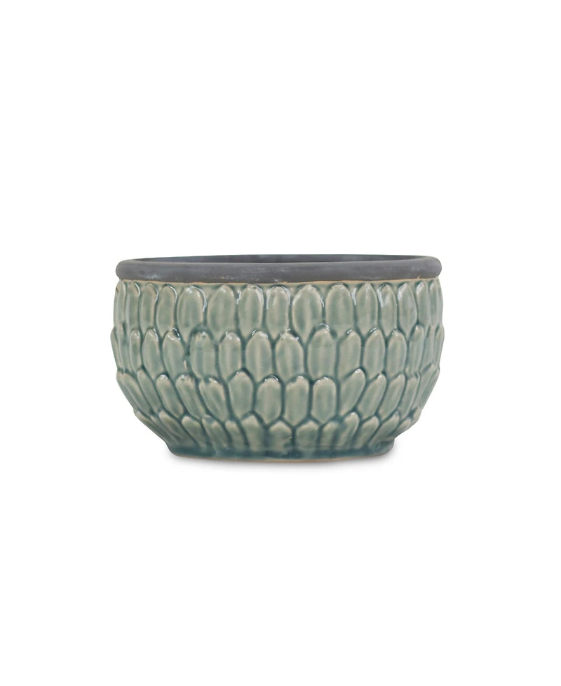 Tone-On-Tone Ceramic Round Planter – Stylish Pot for Indoor & Outdoor Plants