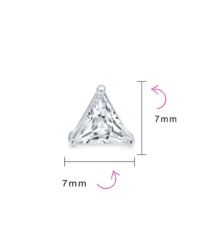 Bling Jewelry Trillion Cut Cz Triangle Stud Earrings Gold Plated Sterling Silver