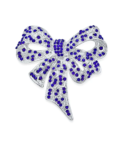 Bling Jewelry Winter Aqua Crystal Fashion Statement Brooch Pin Silver Plated