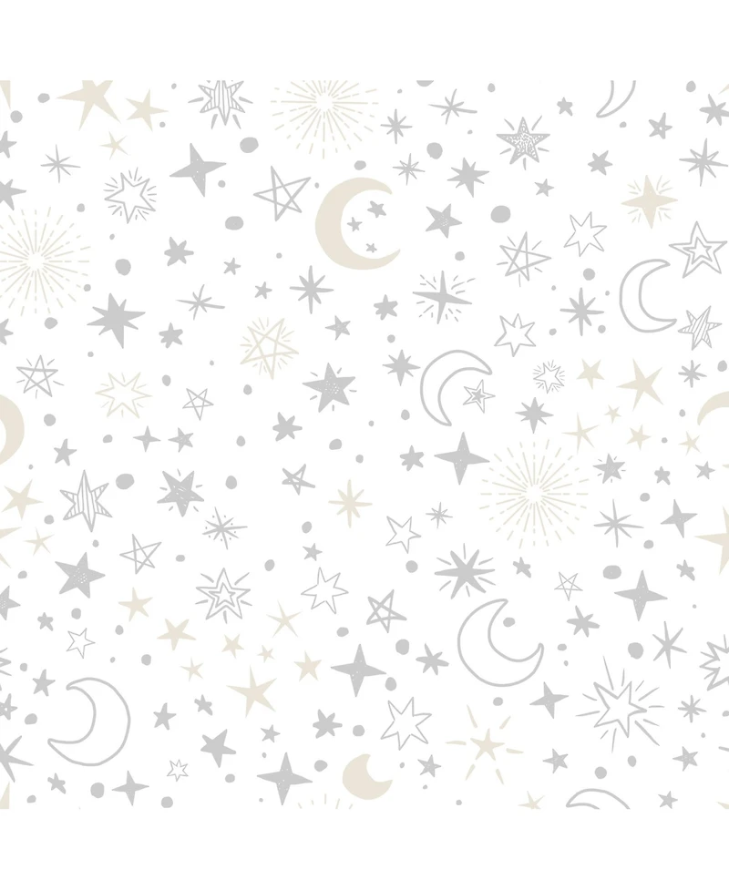 Lambs & Ivy Baby Goodnight Moon 100% Cotton White Fitted Crib Sheet - Moon/Stars