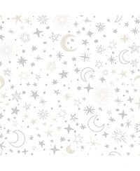 Lambs & Ivy Baby Goodnight Moon 100% Cotton White Fitted Crib Sheet - Moon/Stars