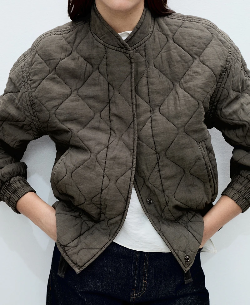 Mango Women's Quilted Bomber Jacket