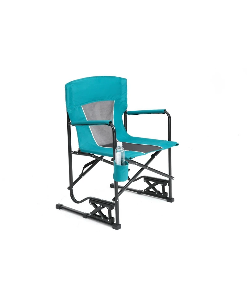 Streamdale Blue portable folding rocking camping chair with cupholder