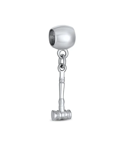 Bling Jewelry Croquet Lacrosse Polo Cricket Mallet Sports Gavel Dangle Charm Bead .925 Sterling Silver