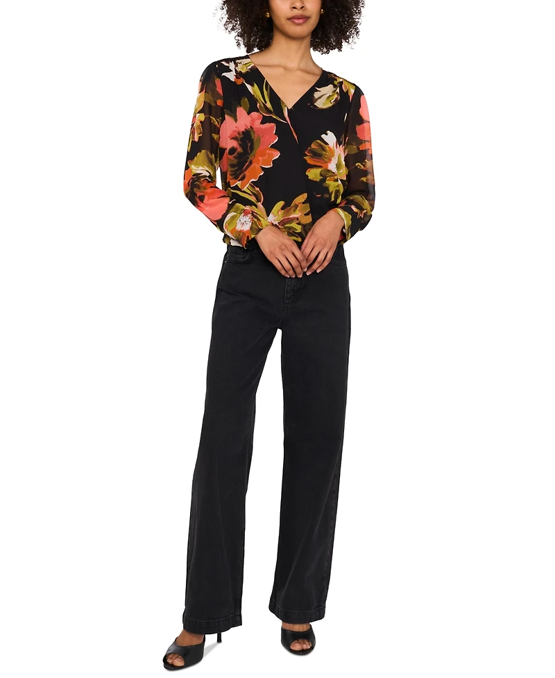 Vince Camuto Women's Split-Neck Wrapped Long-Sleeve Top