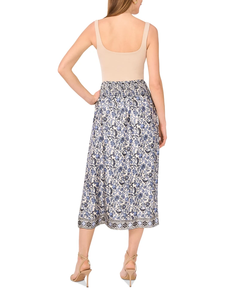 Vince Camuto Women's Floral-Print Smocked-Waist Skirt