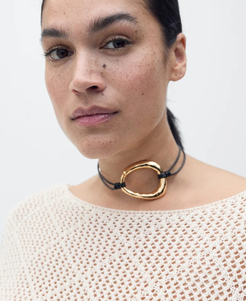 Mango Women's Cotton Openwork Knit Sweater