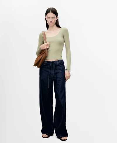 Mango Women's Knitted Ribbed Sweater