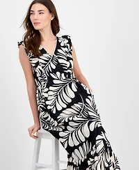 Anne Klein Women's Printed Sleeveless V-Neck Midi Dress