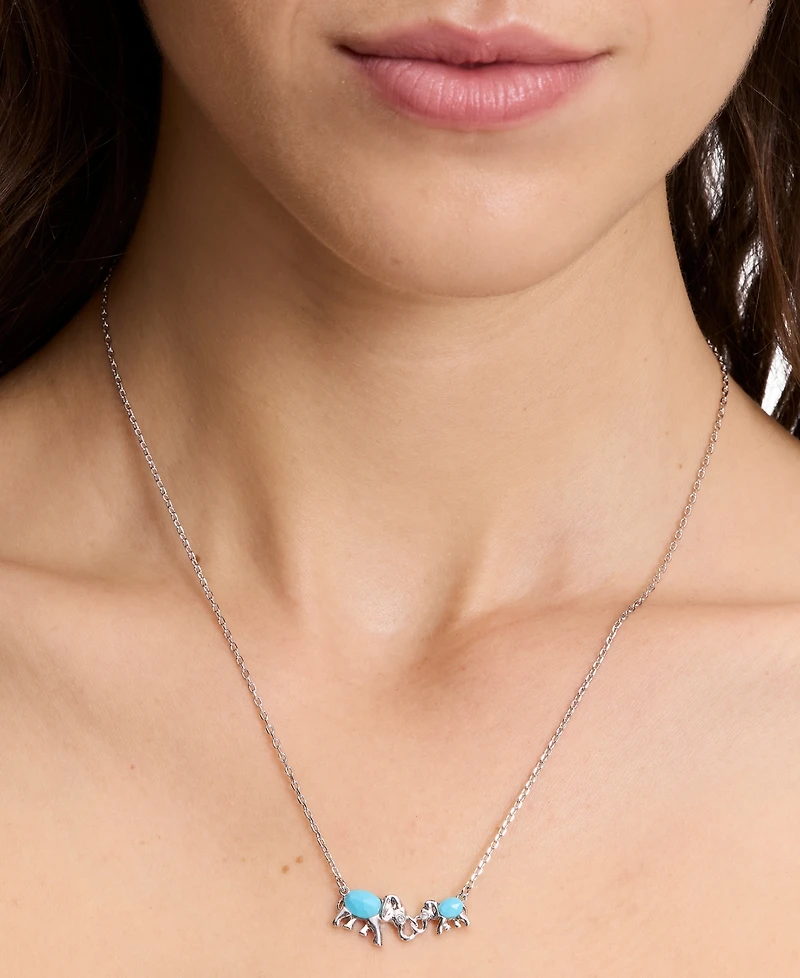 kate spade new york Silver-Tone Mama Elephant Stone Pendant Necklace, 16" + 3" extender