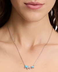 kate spade new york Silver-Tone Mama Elephant Stone Pendant Necklace, 16" + 3" extender