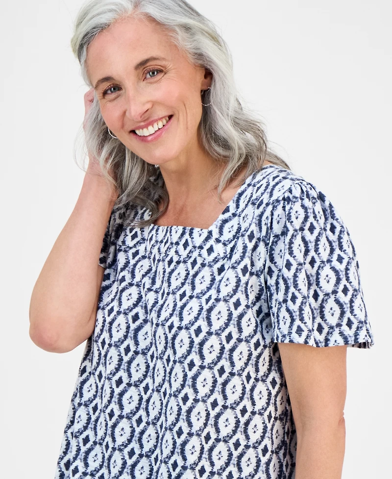 Style & Co Petite Square-Neck Top, Exclusively at Macy's