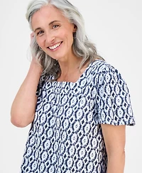 Style & Co Petite Square-Neck Top, Exclusively at Macy's