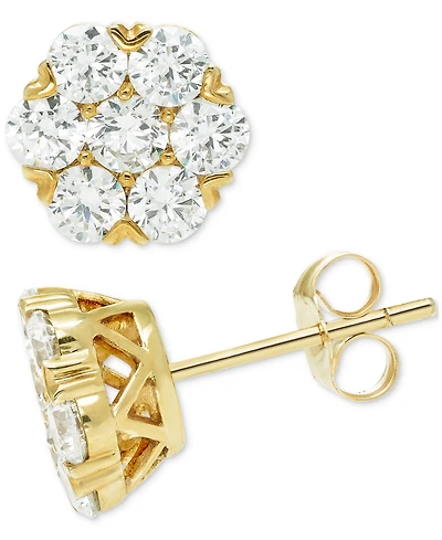 Diamond Cluster Stud Earrings (2 ct. t.w.) in 14k Yellow Gold
