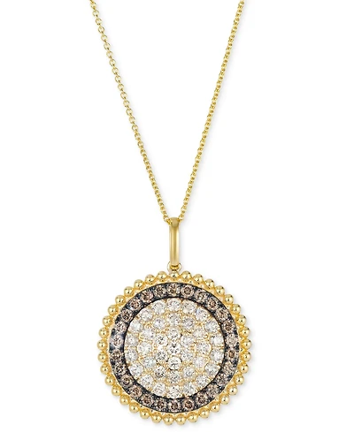 Le Vian Nude Diamond (1-1/5 ct. t.w.) & Chocolate Diamond (5/8 ct. t.w.) Circle Pendant Necklace in 14k Yellow Gold, 20"