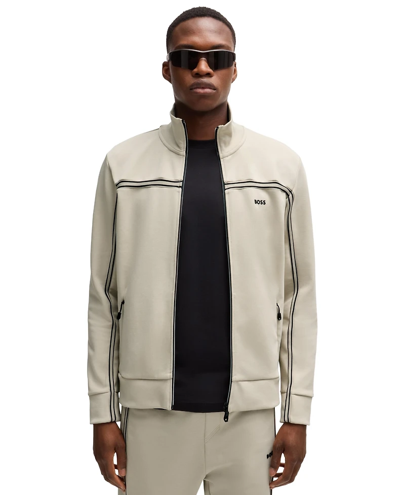 Boss by Hugo Men's Tape Insert Zip-Up Sweatshirt
