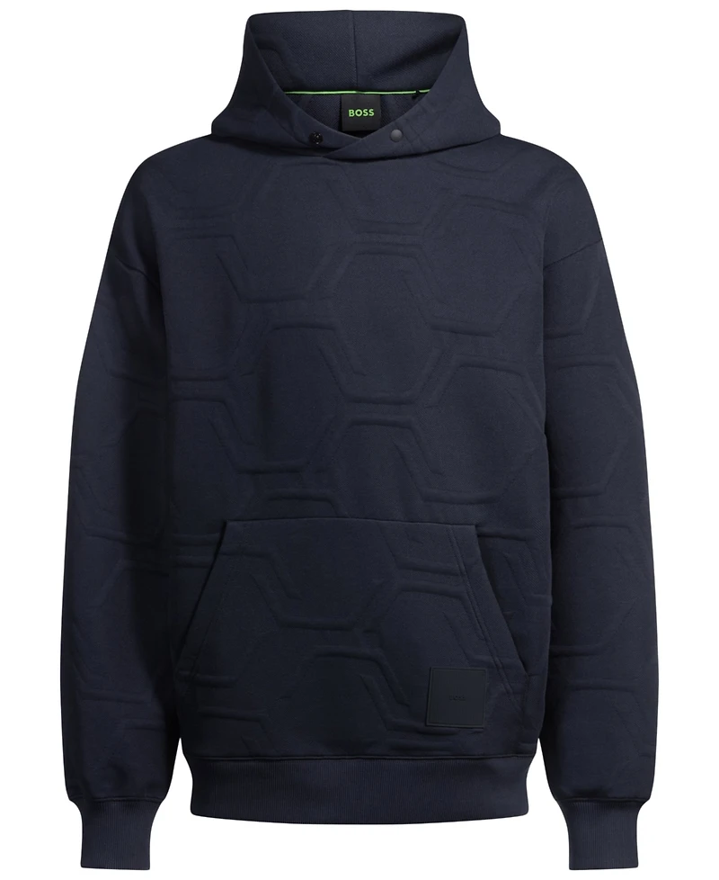 Boss by Hugo Men's Hexagonal Quilting Relaxed-Fit Hoodie