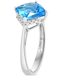 Lali Jewels Swiss Blue Topaz (3-3/8 ct. t.w.) & Diamond (1/20 ct. t.w.) Ring in 14k White Gold
